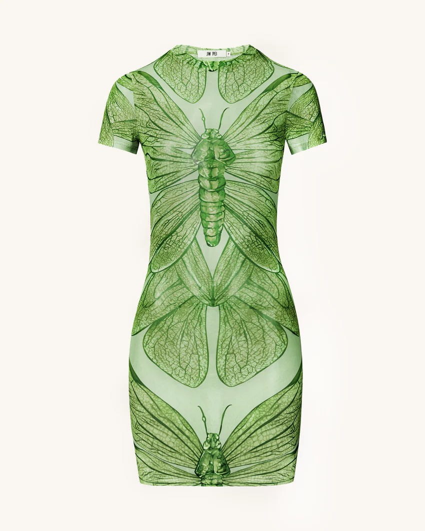 Dragonfly Shell Mini Dress - Green