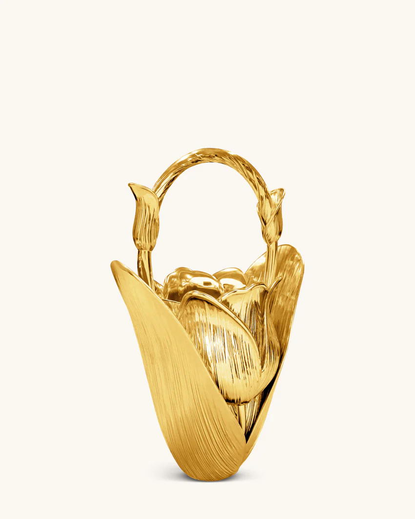 Ella Tulip Vase Top Handle Bag - Gold