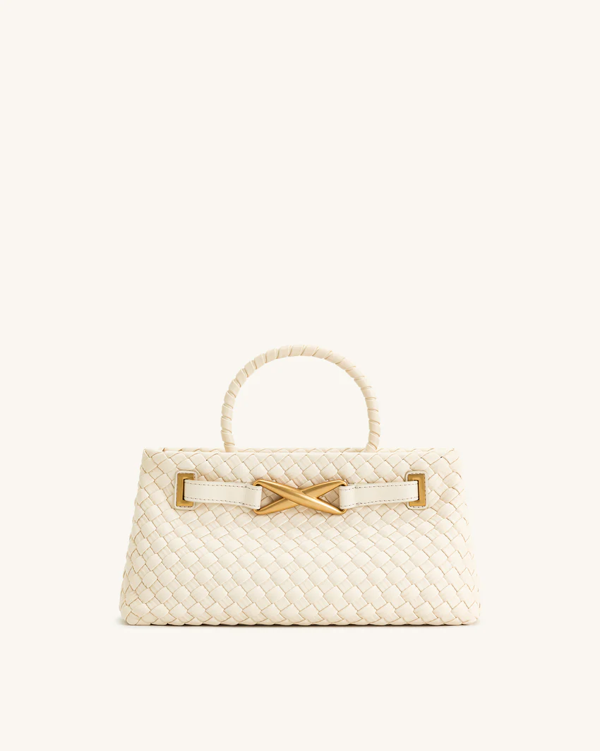 Elora Woven Tote Bag - White