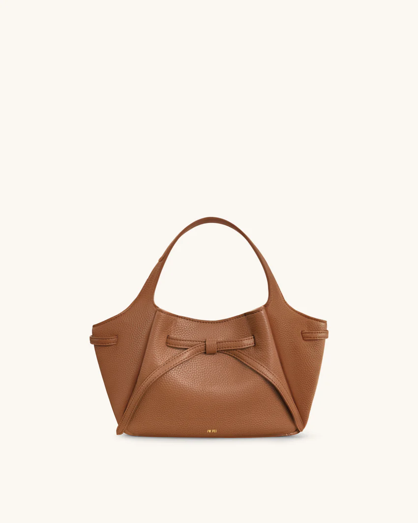Mabel Soft Bow Tote Bag - Caramel Brown