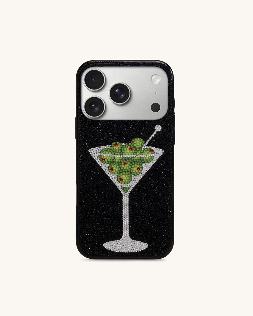 Olive Martini Artificial Crystal Phone Case - Black