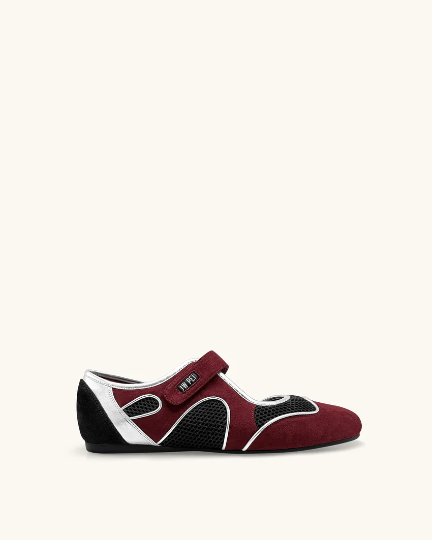 Zoe Mary Janes Flats – Burgundy Black