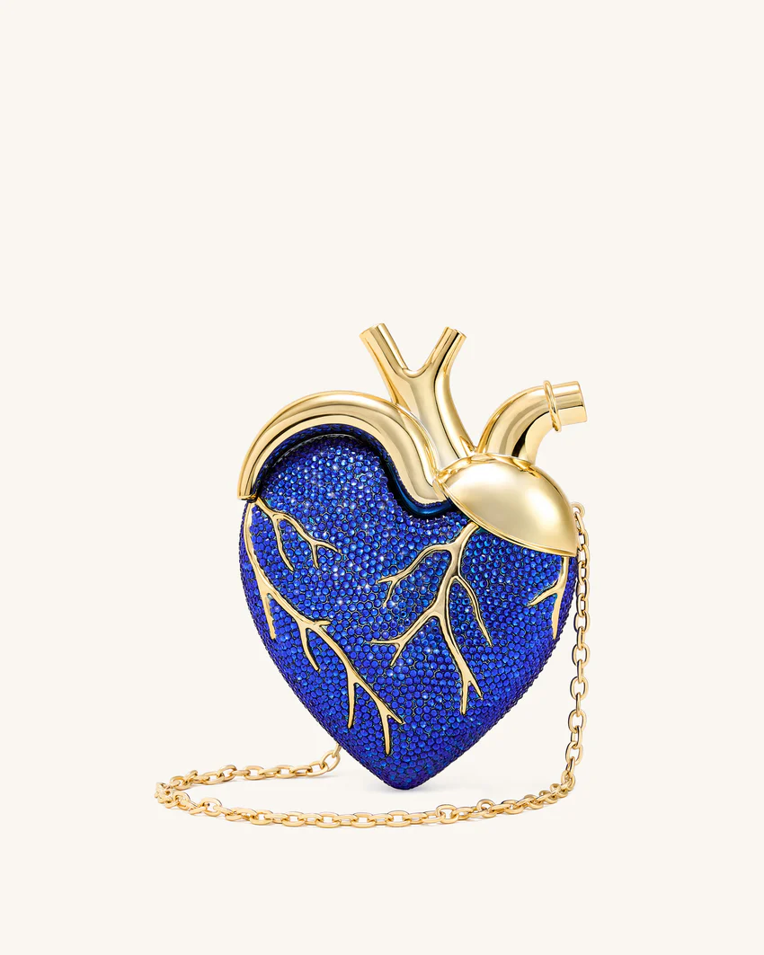 Maren Artificial Crystal Heart Shaped Bag - Cobalt Blue