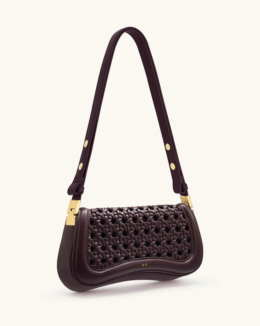 Joy Woven Shoulder Bag - Dark Red