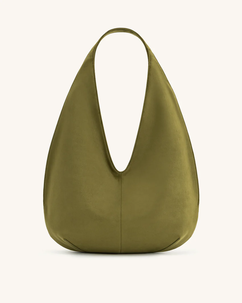 Dara Faux Suede Hobo Bag - Dark Olive