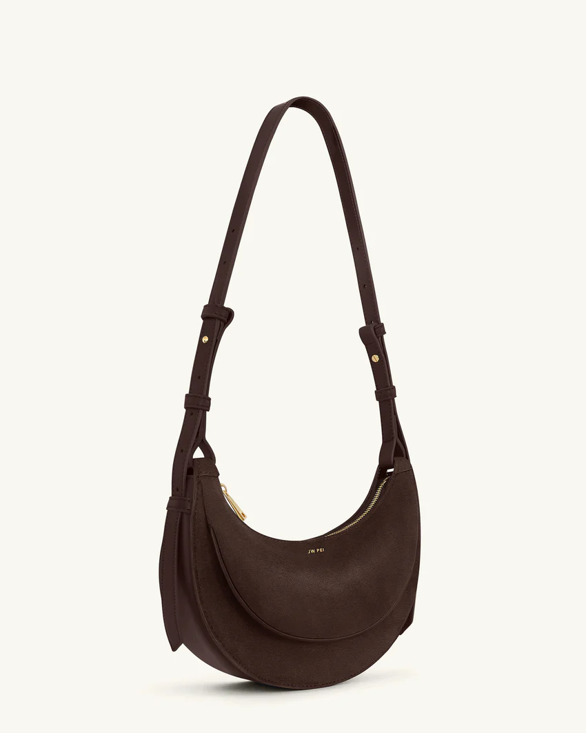 Sharon Faux Suede Crossbody Bag - Coffee Brown