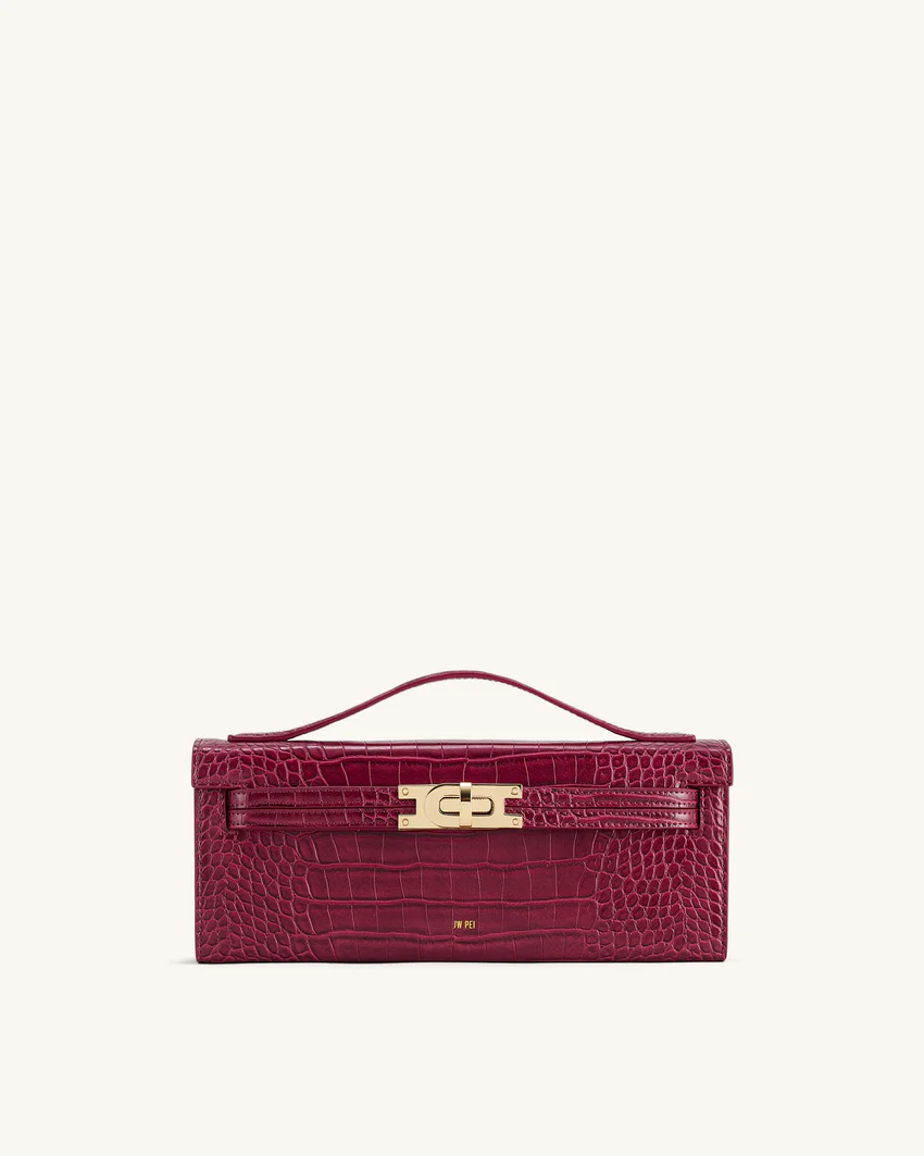 Bria Structured Top Handle Bag - Burgundy Croc