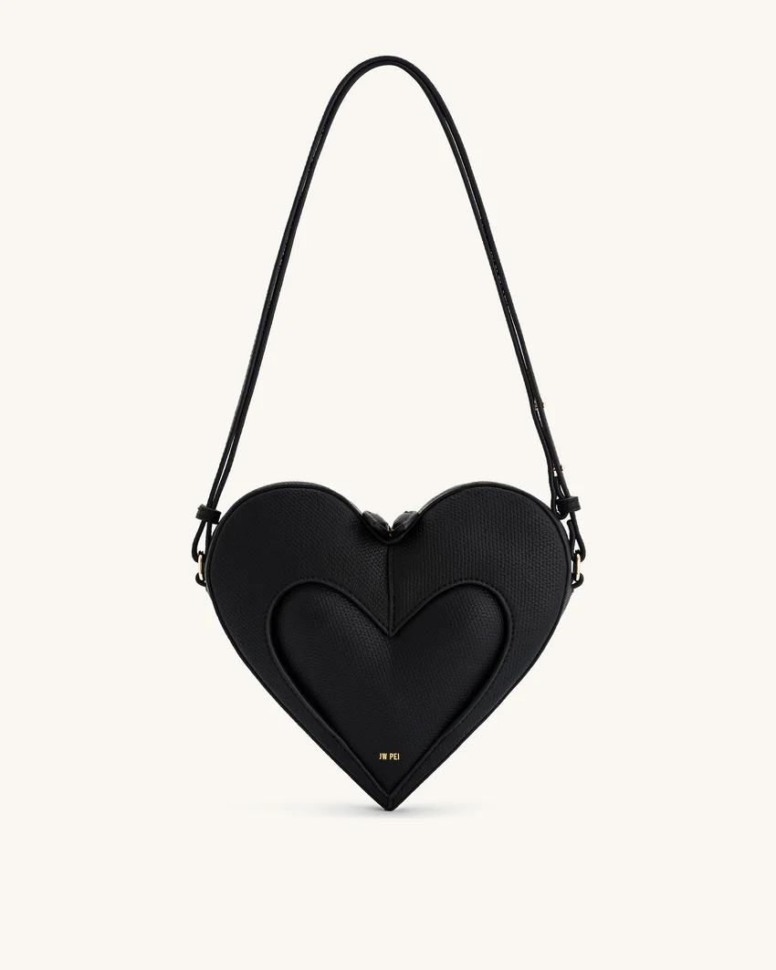 Francisca Heart Shaped Crossbody Bag - Black