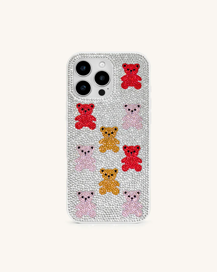 Bear Bling Phone Case - Multicolor White