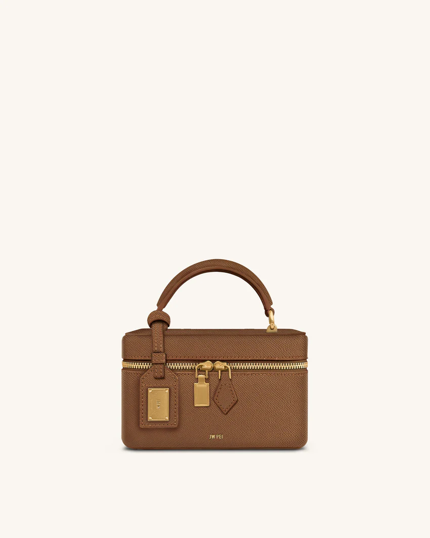 Cleo Box Shape Top Handle Bag - Brown