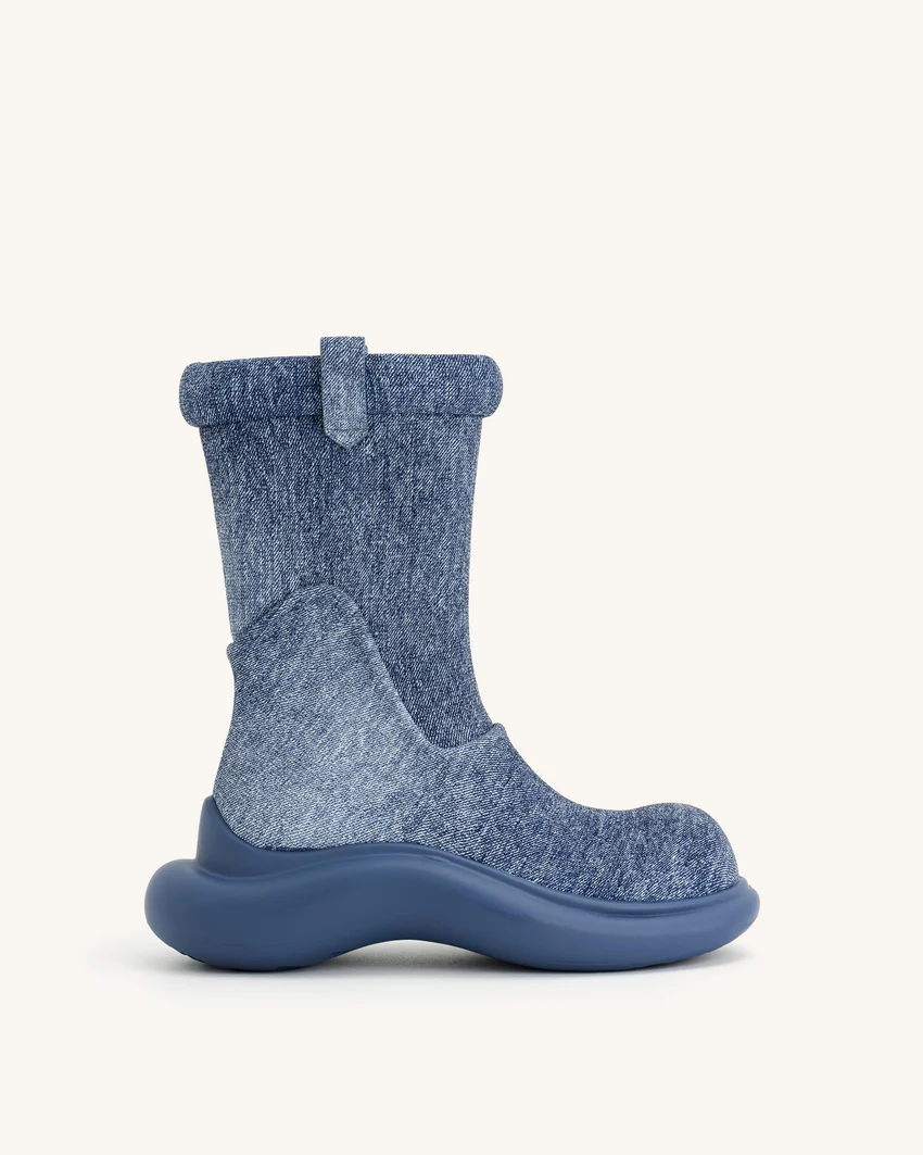 Zoie Denim Embossed Rain Boot - Blue