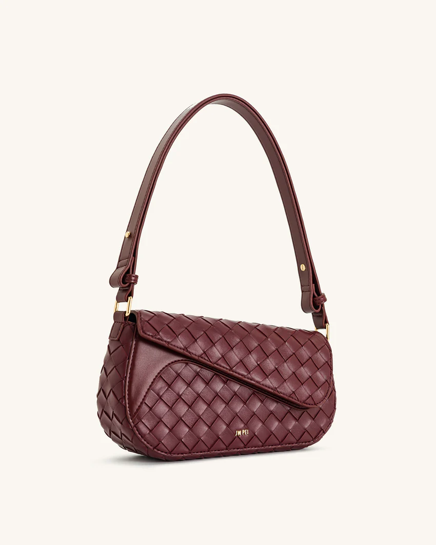 Addisyn Weave Texture Shoulder Bag - Burgundy