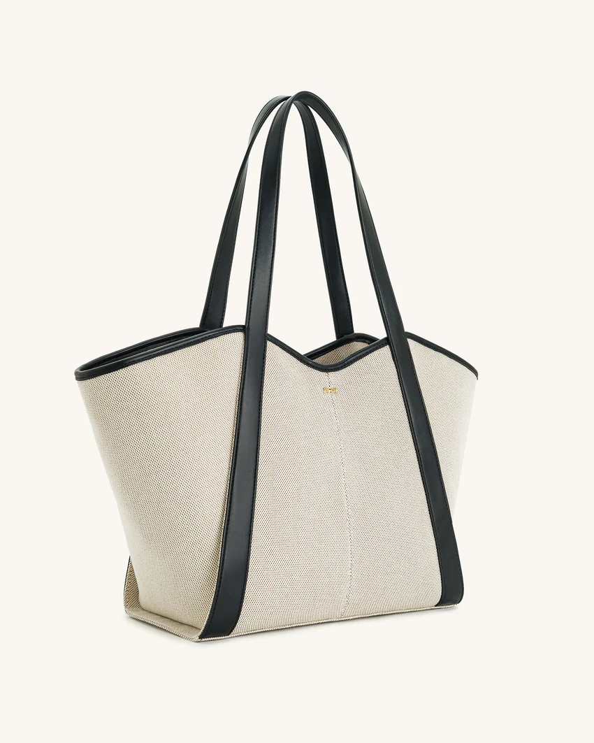 Kiana Large Capacity Tote Bag - Black Canvas
