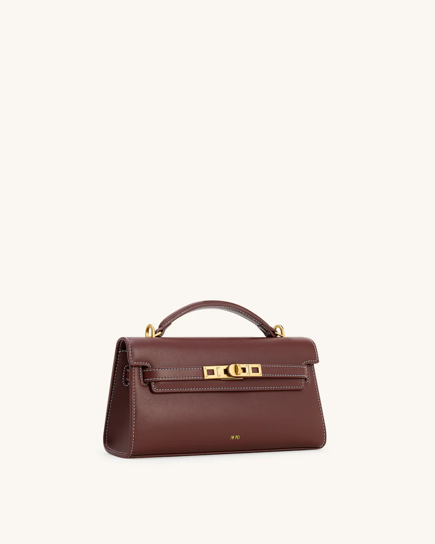 Noor Top Handle Bag - Reddish Brown