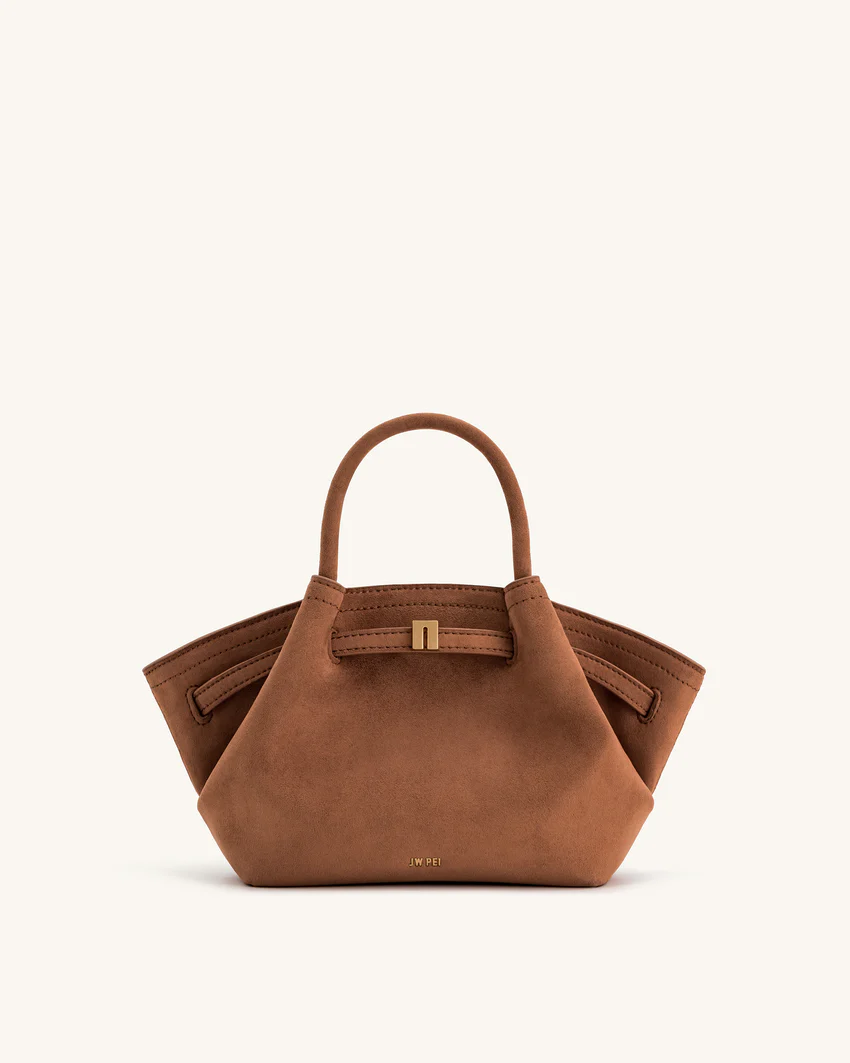 Hana Mini Faux Suede Tote Bag - Brown