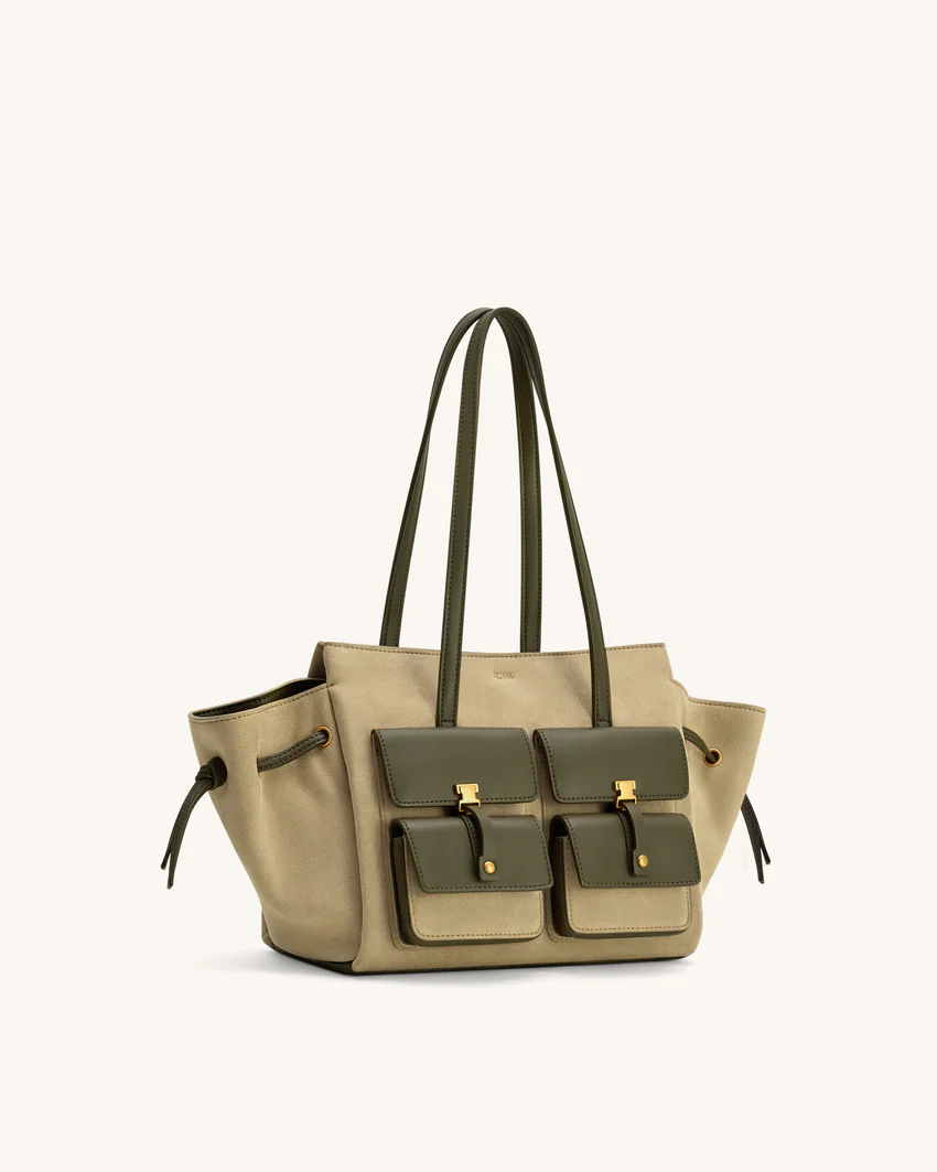 Linda Faux Suede Tote Bag - Green
