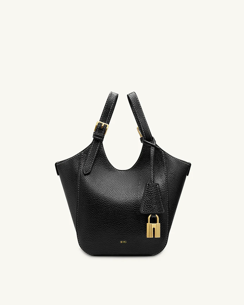 Ines Padlock Tote Bag - Black
