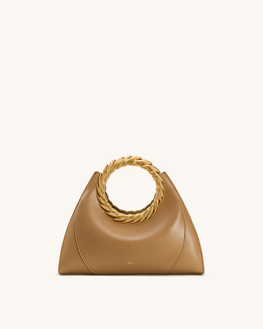 Amiya Leaf Handle Sculpture Bag - Brown