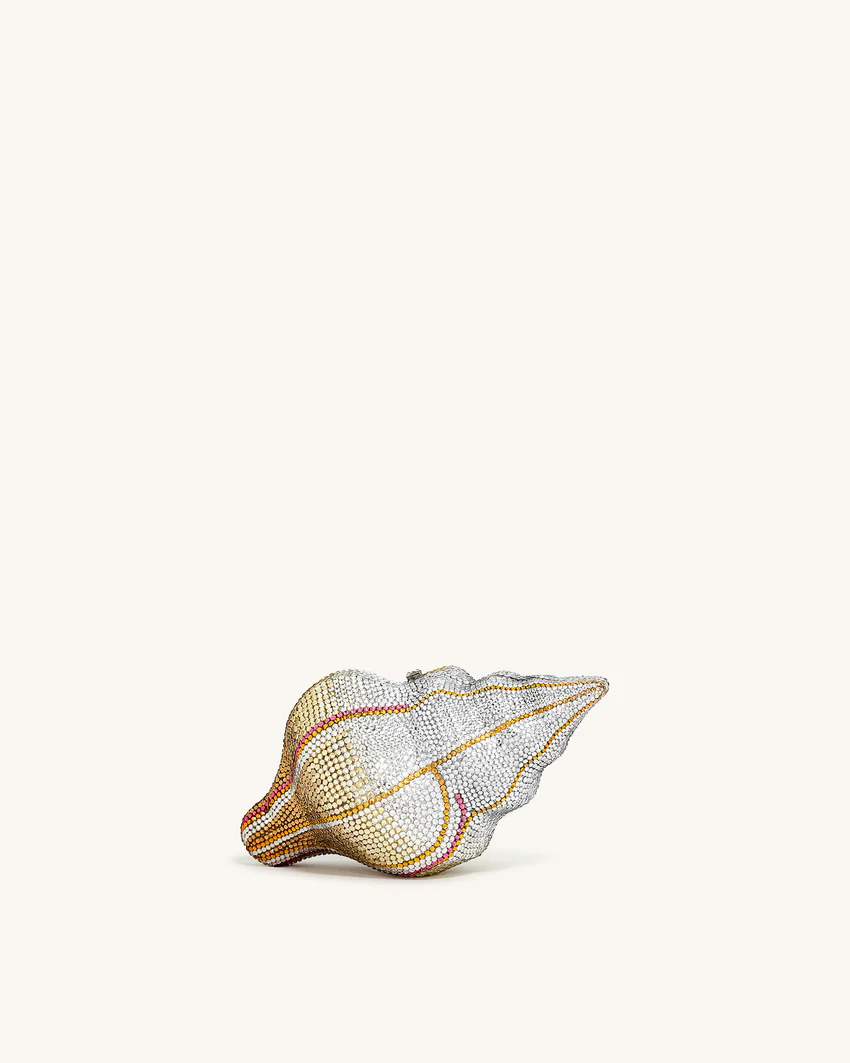 Conch Shape Faux Crystal Clutch - Gold