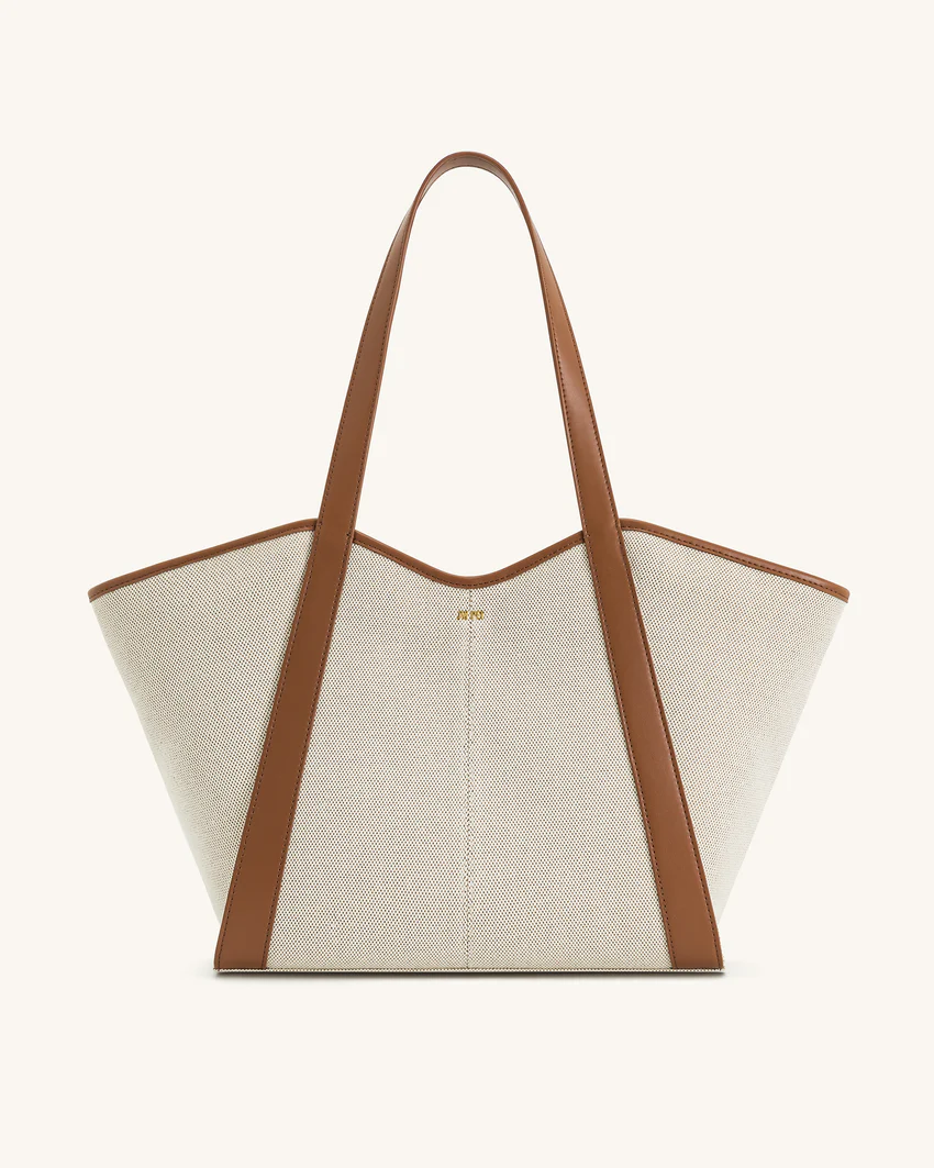 Kiana Large Capacity Tote Bag - Brown Canvas
