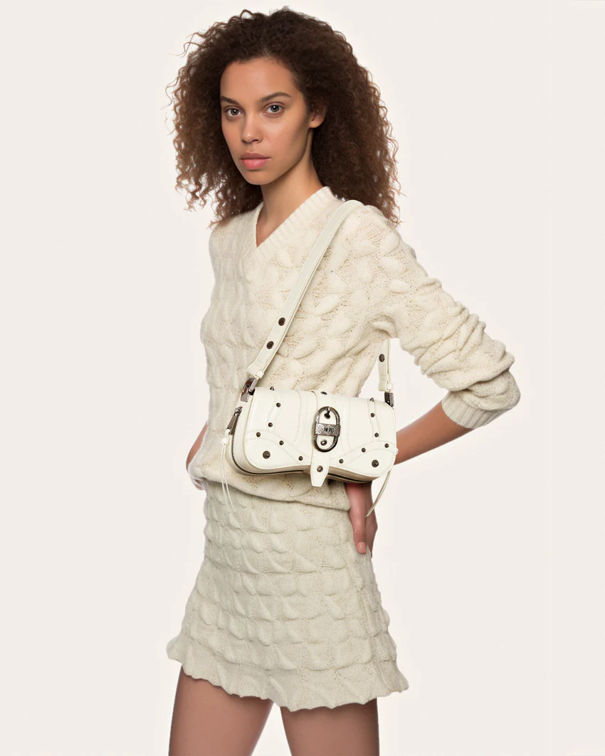 Joy Crushed Shoulder Bag - White