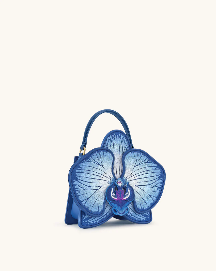 Flora Orchid Shaped Top Hand Bag - Blue