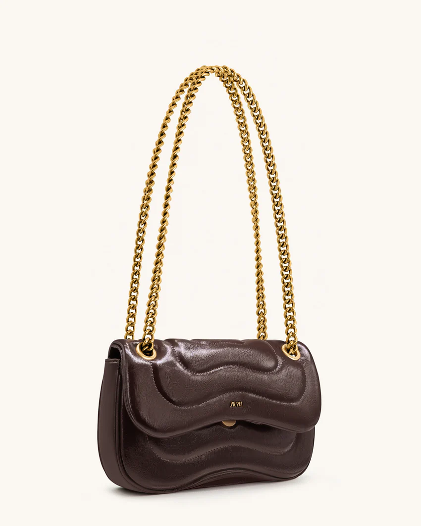 Tina Quilted Chain Crossbody - Deep Claret Brown