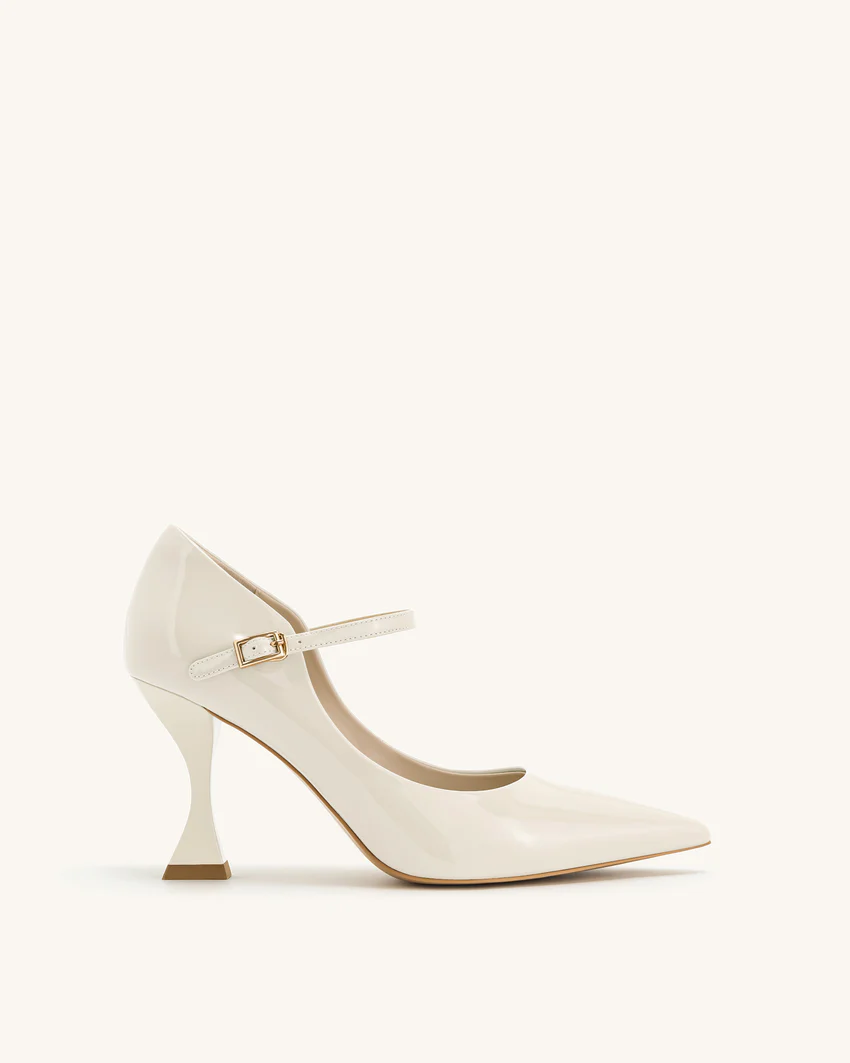 Thalina Patent Leather Pumps - Beige
