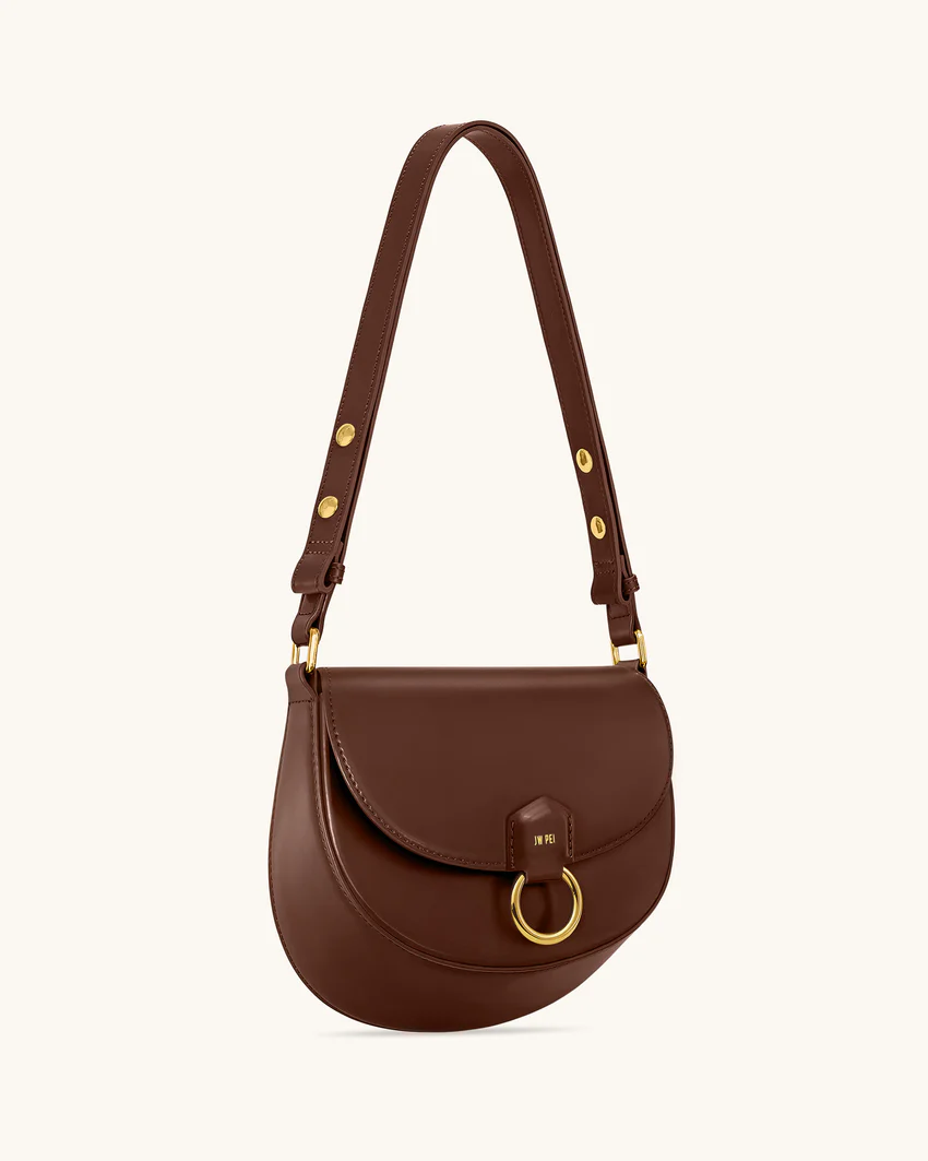 Diana Ring Flap Saddle Bag - Brown