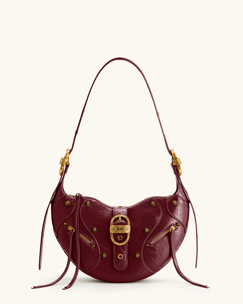 Tessa Studded Shoulder Bag - Burgundy
