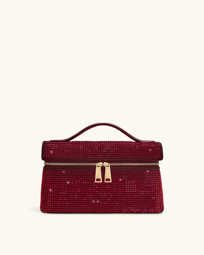 Thea Artificial Crystal Top Handle Bag - Red