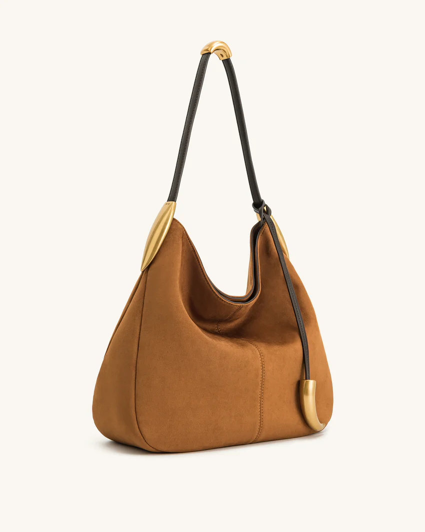 Nina Metal Charm Hobo Bag - Brown