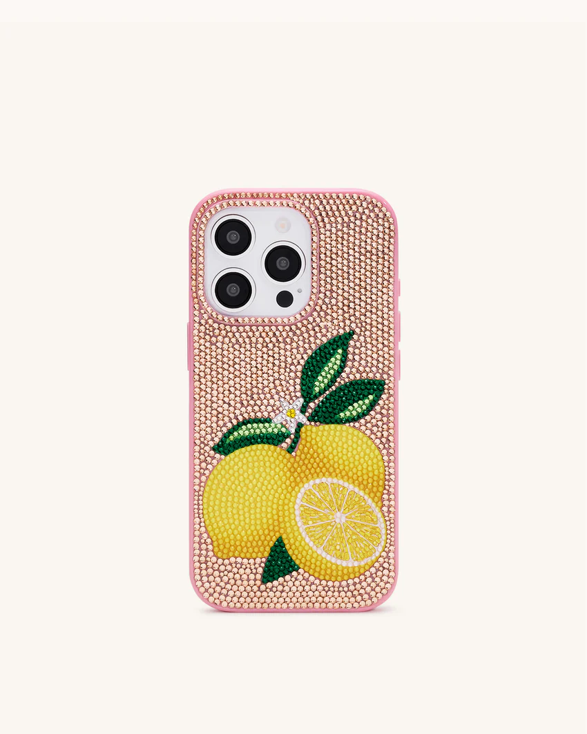 Lemon Artificial Crystal Phone Case - Pink