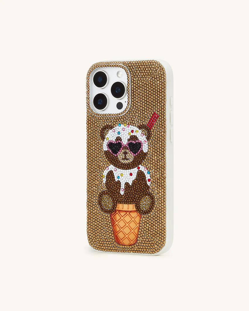 Bear Ice Cream Cone Phone Case - Gold