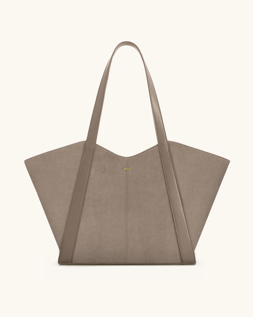 Kiana Large Capacity Faux Suede Tote Bag - Taupe