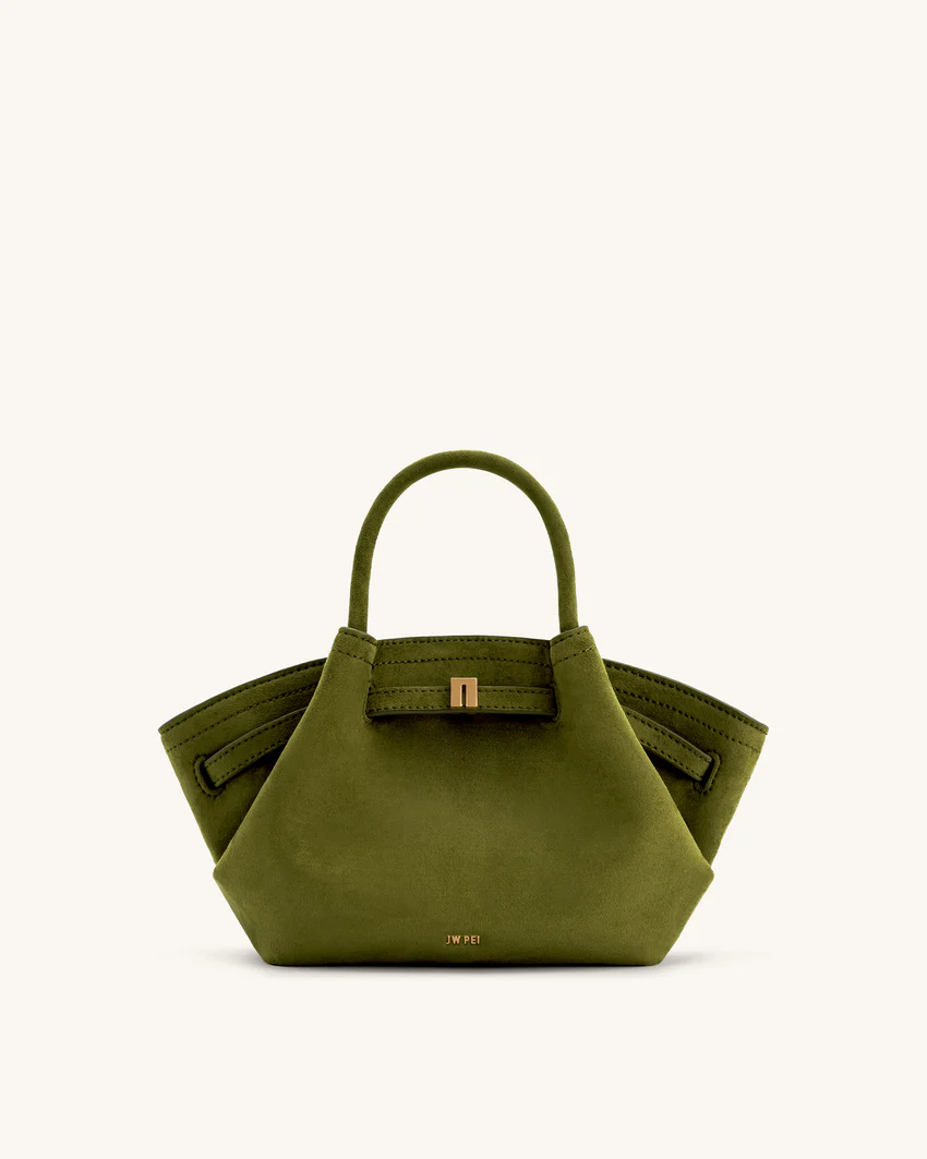 Hana Mini Faux Suede Tote Bag - Dark Olive